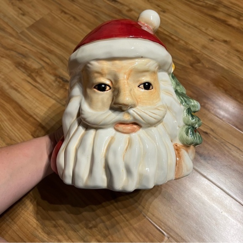 Maxcera Old World Woodland Santa Claus Ceramic‎ Cookie Jar Art Rustic Farmhouse